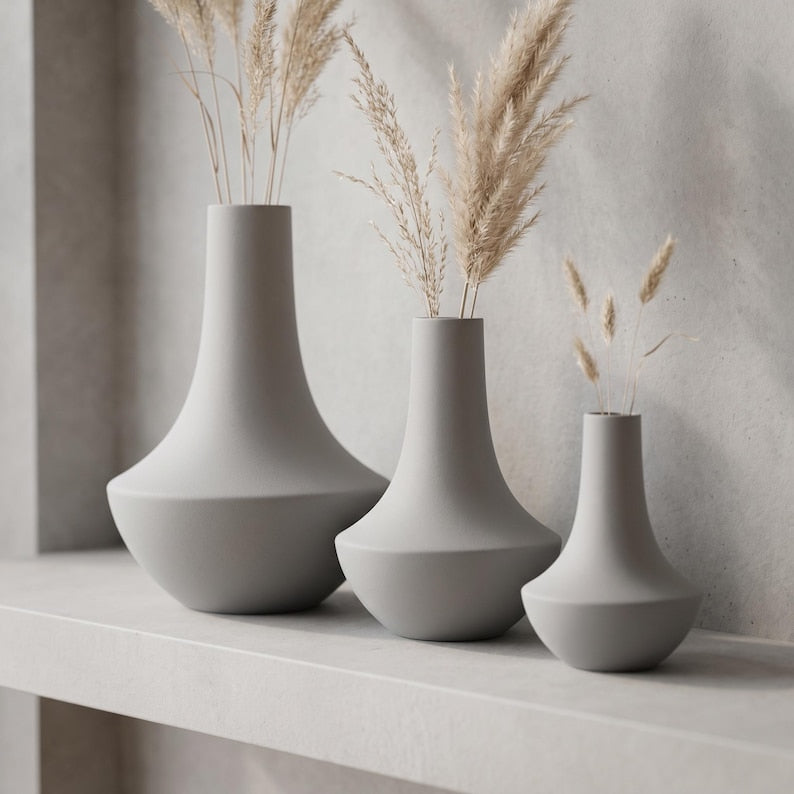 Vase décoratif Shinto en forme de bouteille de saké, impression 3D, finition veloutée, pour fleurs séchées et herbes de la pampa, disponible en plusieurs tailles et couleurs