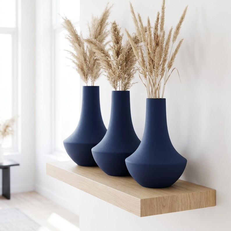 Vase décoratif Shinto en forme de bouteille de saké, impression 3D, finition veloutée, pour fleurs séchées et herbes de la pampa, disponible en plusieurs tailles et couleurs