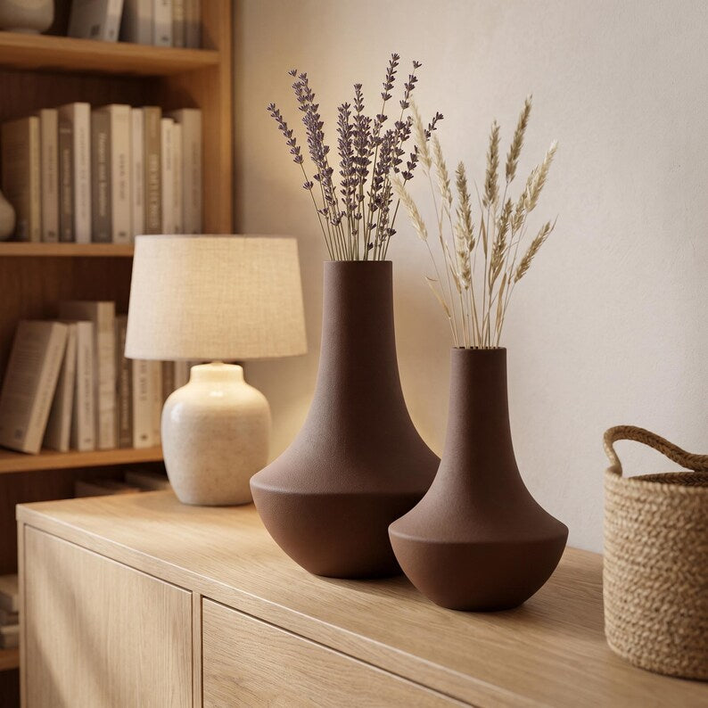 Vase décoratif Shinto en forme de bouteille de saké, impression 3D, finition veloutée, pour fleurs séchées et herbes de la pampa, disponible en plusieurs tailles et couleurs