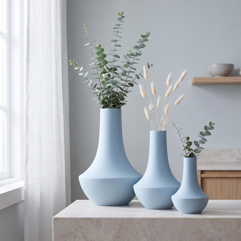 Vase décoratif Shinto en forme de bouteille de saké, impression 3D, finition veloutée, pour fleurs séchées et herbes de la pampa, disponible en plusieurs tailles et couleurs