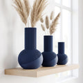 Vase côtelé Tama | Vase à ventre rond et col haut, imprimé en 3D | Côtes en spirale | Fleurs séchées et herbes de la pampa | Style bohème japonais