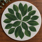 Set de table rond en perles de verre avec motif cerises, 13 pouces, blanc rose rouge