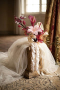 Bouquet de mariée perlé fait main, fleurs éternelles en perles de verre, rose et ivoire