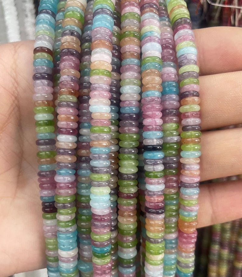 Perles rondes de 6 mm (2 x 6 mm) - perles plates en vrac, idéales pour la création de bijoux - 1 rang