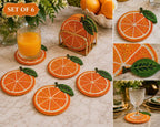 Set de 6 Sous-verres en Perles de Verre Motif Tranche d'Orange, Décoration de Table Estivale pour Tasses, Verres à Vin et Cocktails