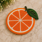 Set de 6 Sous-verres en Perles de Verre Motif Tranche d'Orange, Décoration de Table Estivale pour Tasses, Verres à Vin et Cocktails