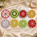 Set de 6 sous-verres ronds en verre et perles, motifs fruits, pastèque, kiwi, citron, orange