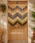 Rideau de porte en perles de bois géométrique bohème 200x100 cm