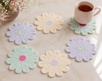 6 sous-verres floraux perlés à motifs bohème, résistants à la chaleur, pour tasses et verres