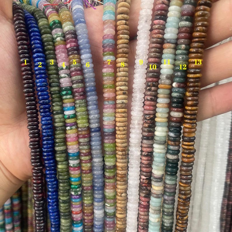 Perles rondes de 6 mm (2 x 6 mm) - perles plates en vrac, idéales pour la création de bijoux - 1 rang