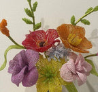 Bouquet de mariée coloré avec perles, fait main, fleurs éternelles