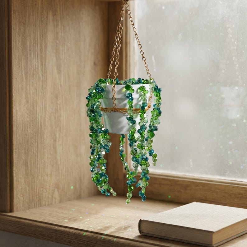Attrape-soleil suspendu en perles de cristal, décoration de fenêtre bohème 30,5 cm