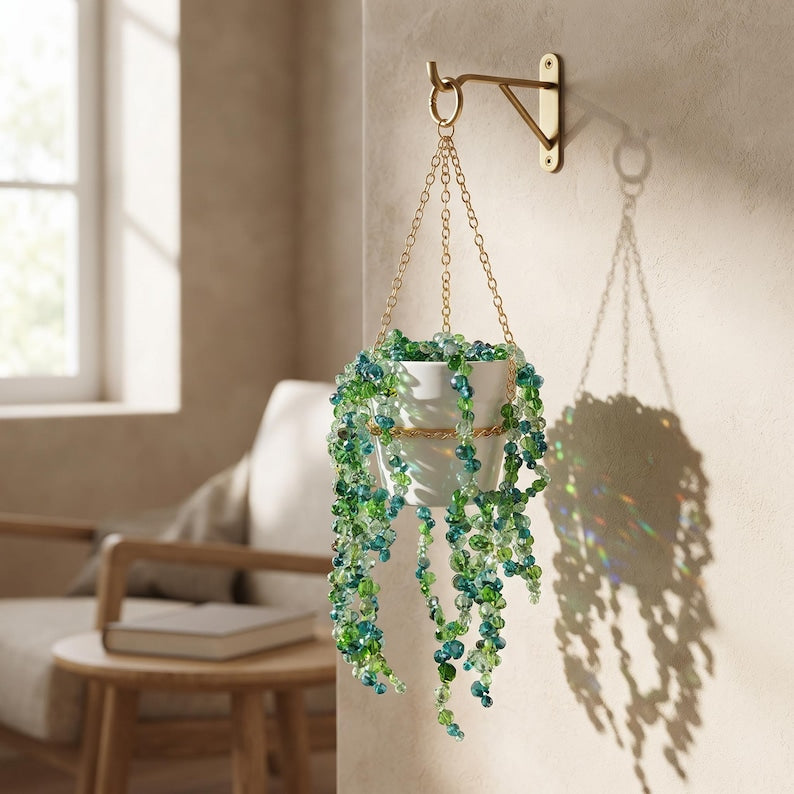Attrape-soleil suspendu en perles de cristal, décoration de fenêtre bohème 30,5 cm