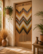 Rideau de porte en perles de bois géométrique bohème 200x100 cm