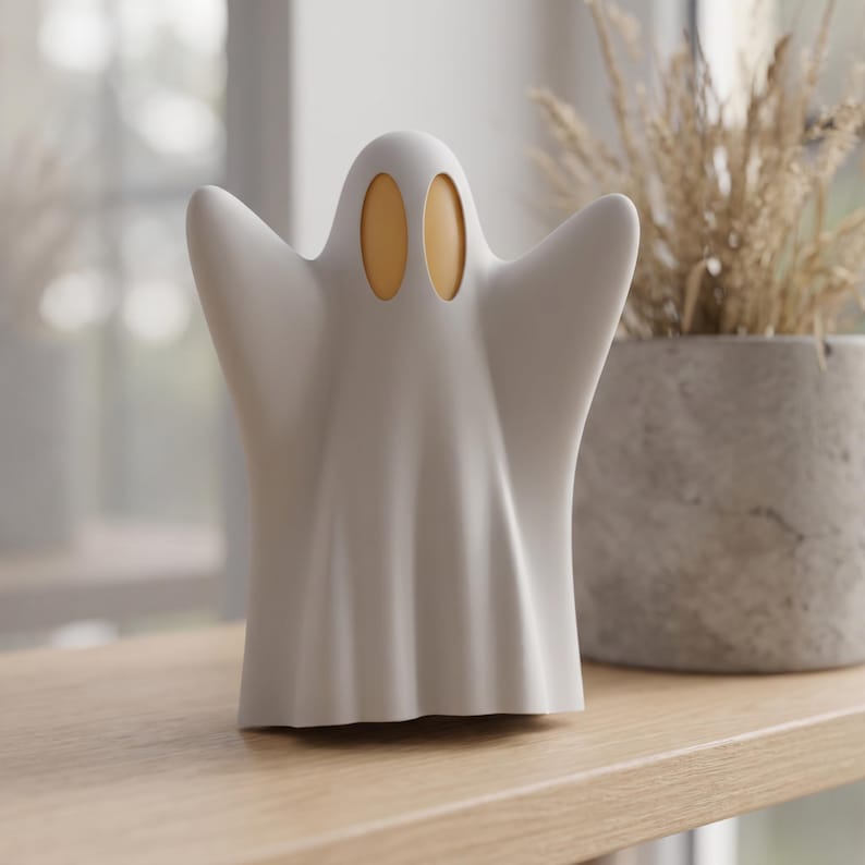 Lanterne fantôme décorative imprimée en 3D Halloween, bougie LED, blanc mat, 11-25 cm