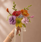 Bouquet de mariée coloré avec perles, fait main, fleurs éternelles