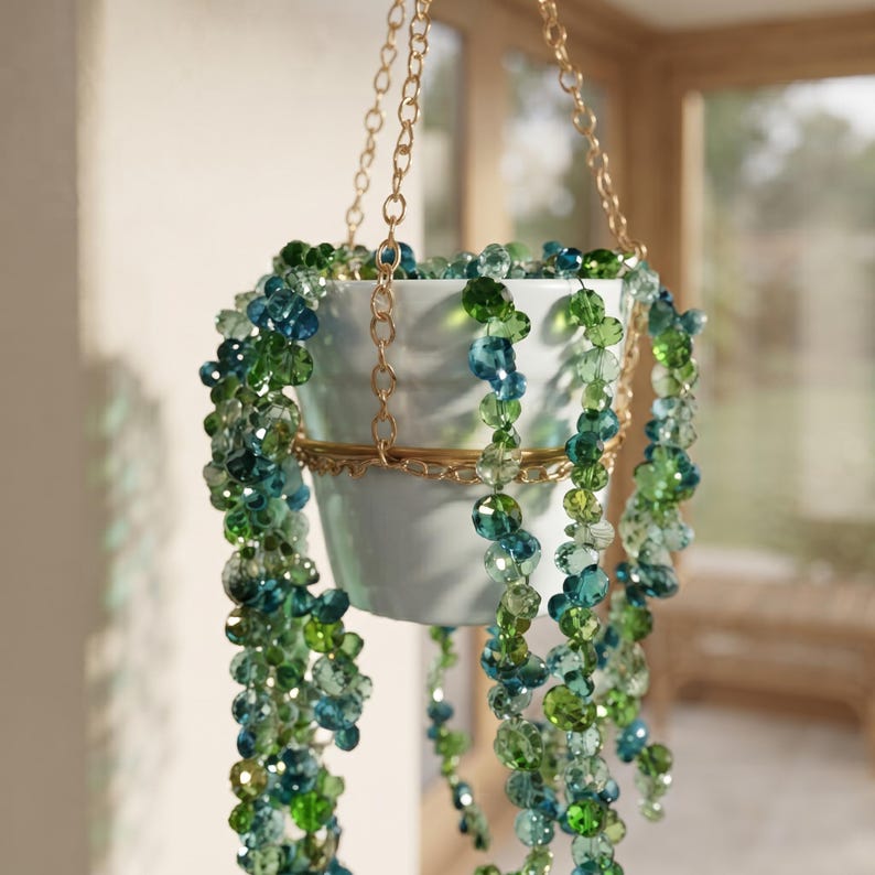 Attrape-soleil suspendu en perles de cristal, décoration de fenêtre bohème 30,5 cm