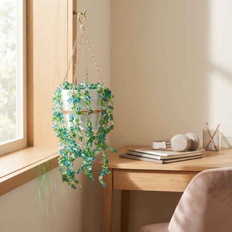 Attrape-soleil suspendu en perles de cristal, décoration de fenêtre bohème 30,5 cm