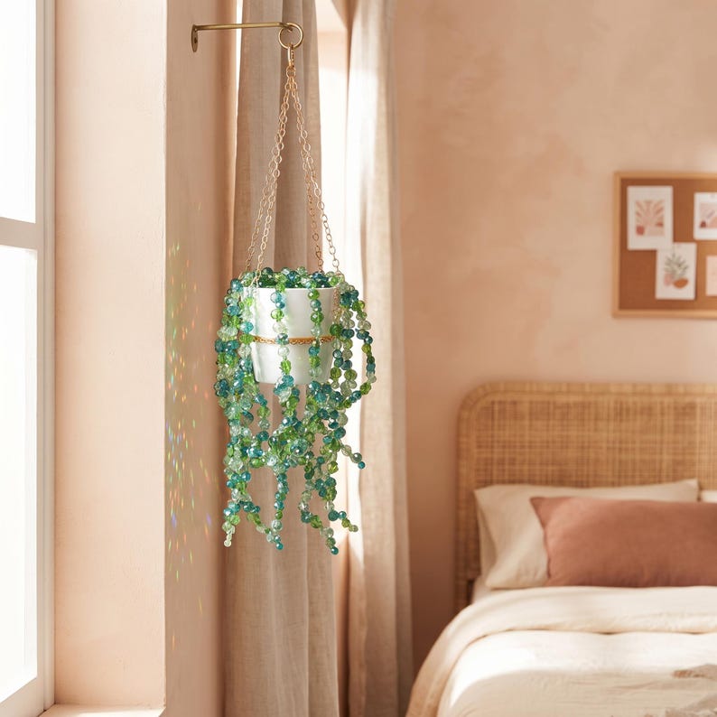 Attrape-soleil suspendu en perles de cristal, décoration de fenêtre bohème 30,5 cm