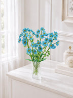 Bouquet de myosotis en perles, lot de 7 fleurs sur tige, fleurs bleues, style provençal, hauteur 35 cm