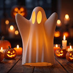 Lanterne fantôme décorative imprimée en 3D Halloween, bougie LED, blanc mat, 11-25 cm