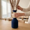 Vase carafe bicolore imprimé 3D, col côtelé, fini mat velouté, imperméable avec insert PETG, style bohème japonais, 24,5 cm