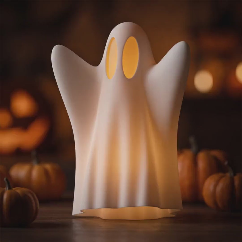 Lanterne fantôme décorative imprimée en 3D Halloween, bougie LED, blanc mat, 11-25 cm