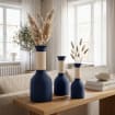 Vase carafe bicolore imprimé 3D, col côtelé, fini mat velouté, imperméable avec insert PETG, style bohème japonais, 24,5 cm